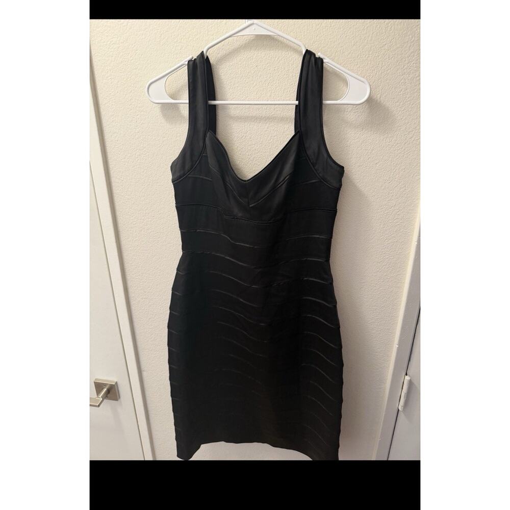 Lauren Ralph Lauren Black Satin Sweetheart Bodycon Knee Dress Sleeveless Zip 6